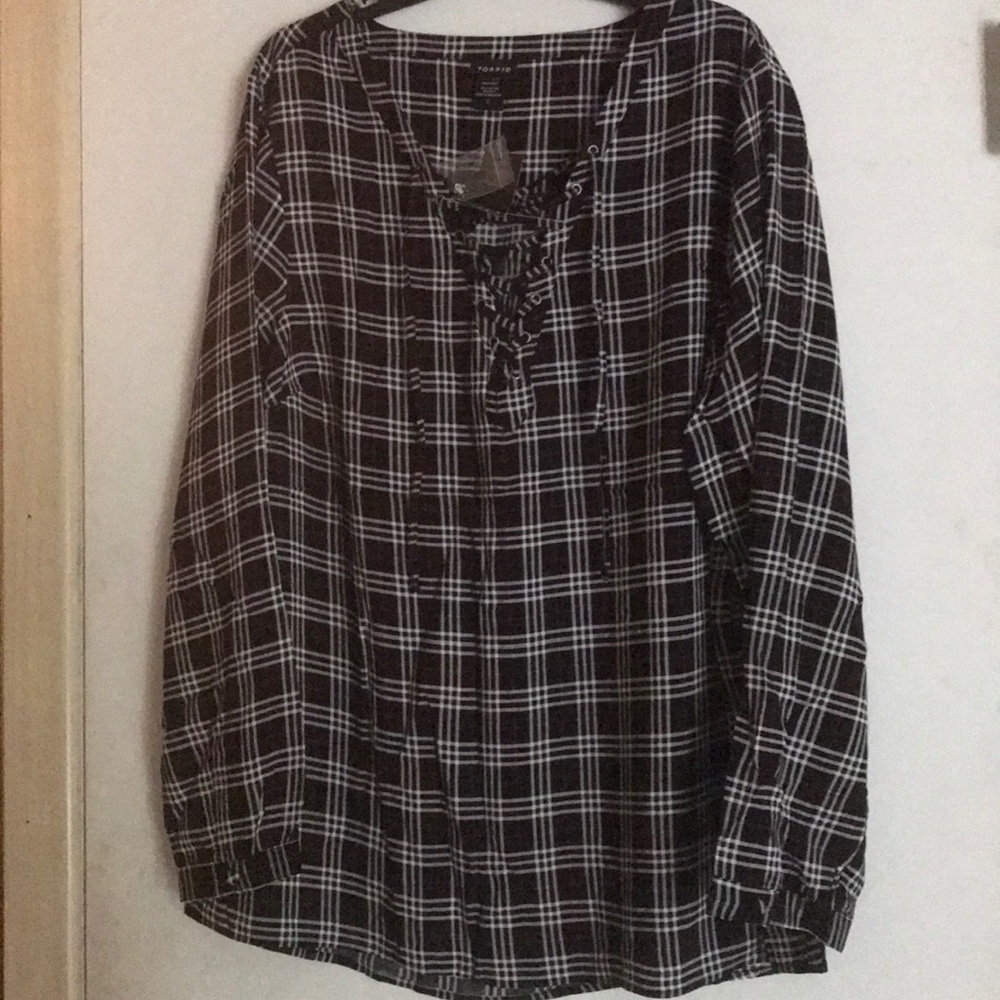 1 LEFT!  NEW Torrid lace up plaid tunic - Large/12 - Picture 4 of 8
